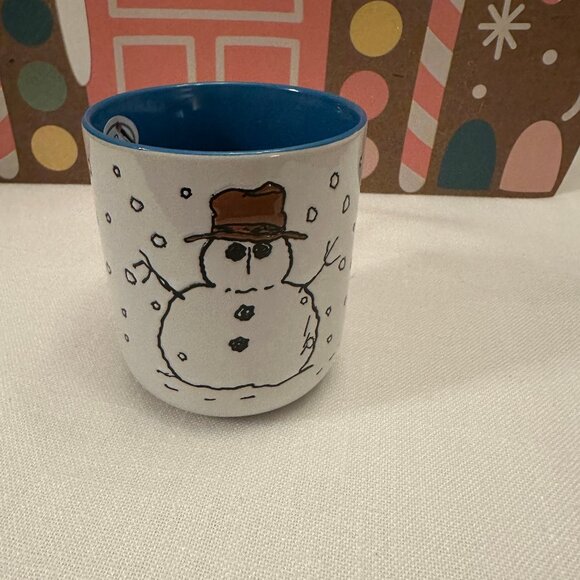 Peanuts SNOOPY Woodstock Snowman Winter Coffee MUG Hand Painted NWT - Picture 1 of 4